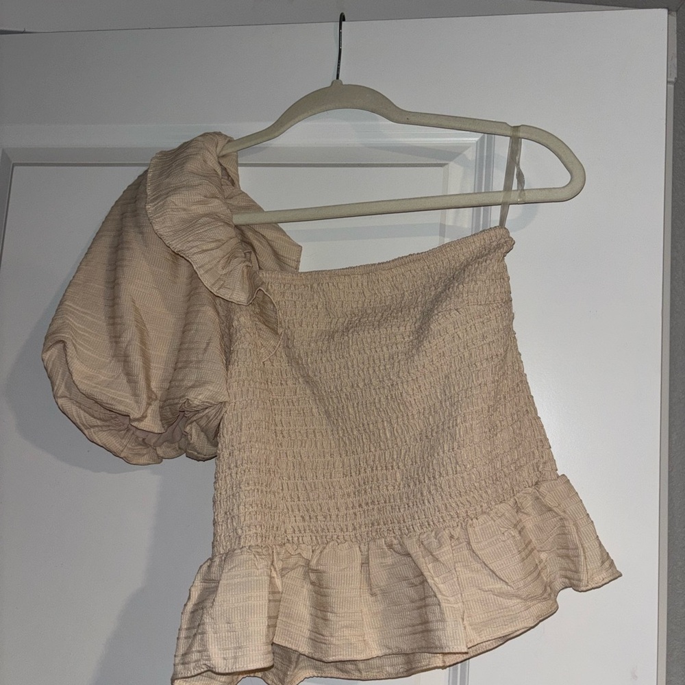 Elegant Cream Off-Shoulder Top